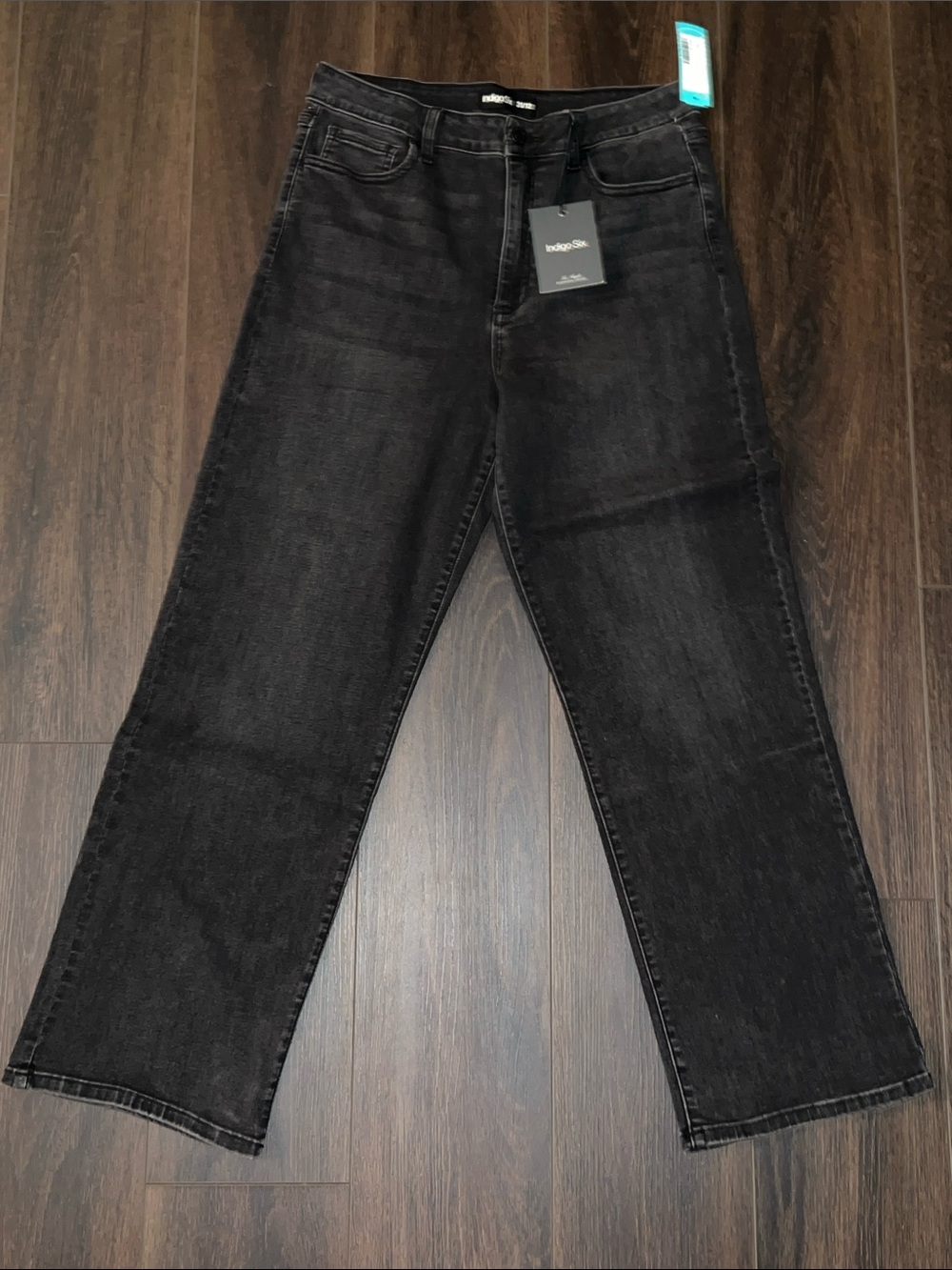 Indigo Six High Rise Slim Straight Jeans, Washed Black, Size:31/12 - Picture 1 of 11